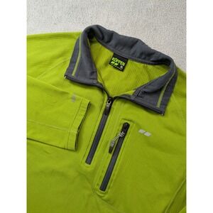 Koppen Men XL Quarter Zip Grid Fleece Pullover Lime Green Hiking Jacket RN104141